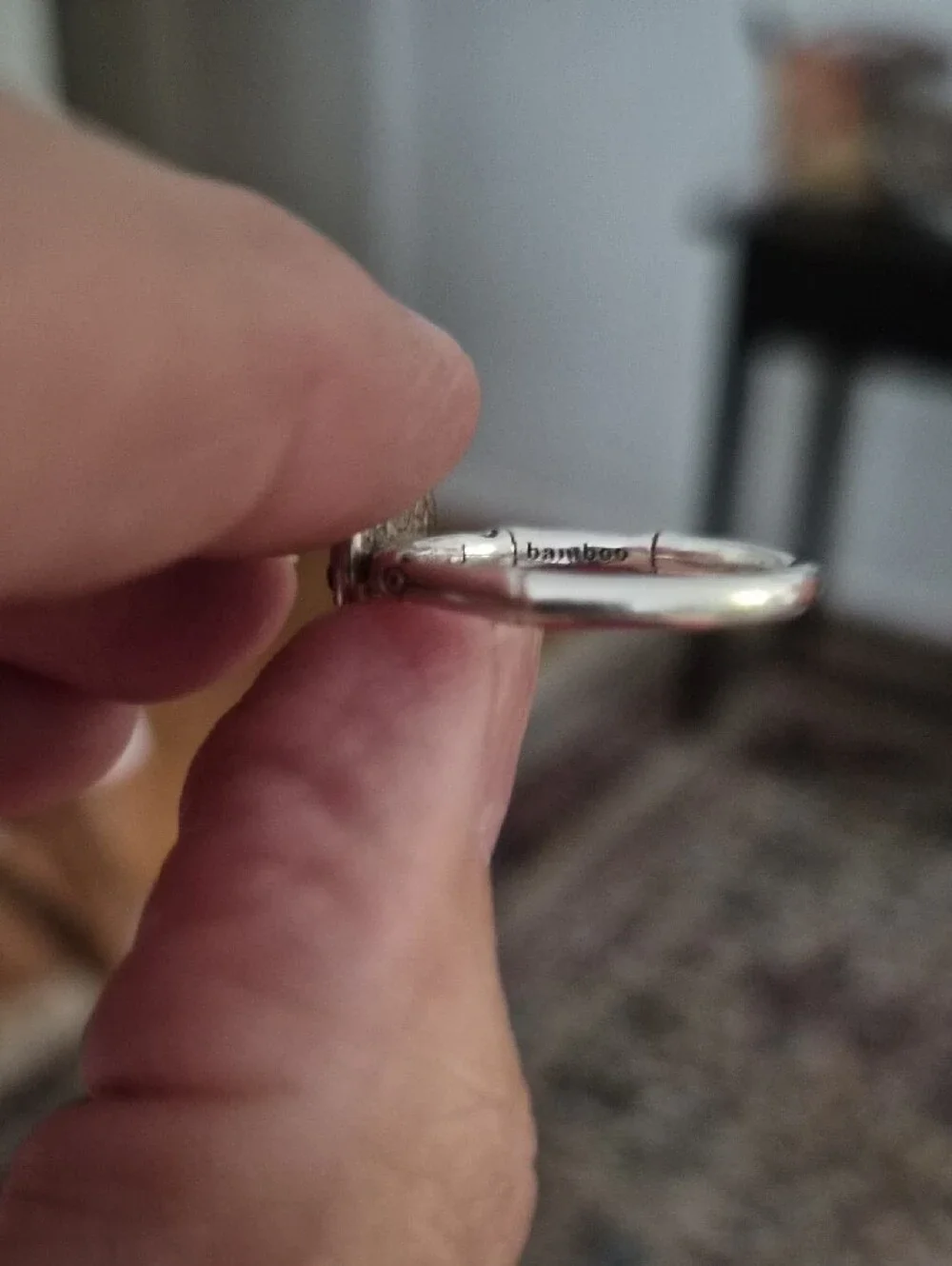 John Hardy Sterling Silver Black Sapphire Bamboo Signet Ring Size 7